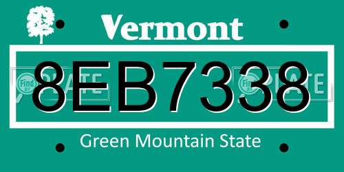 8EB7338 Vermont License Plate