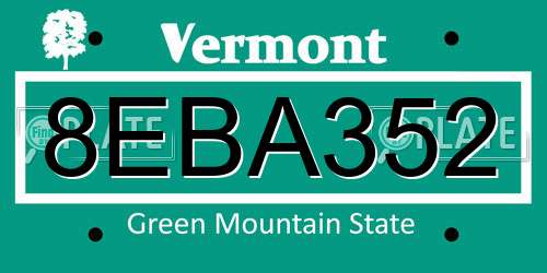 8EBA352 Vermont License Plate
