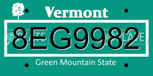 8EG9982 Vermont License Plate