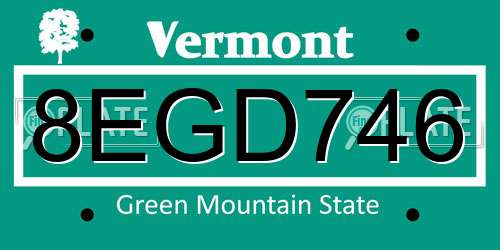 8EGD746 Vermont License Plate