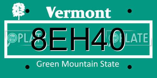 8EH40 Vermont License Plate