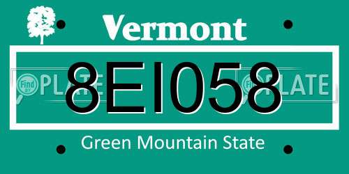 8EI058 Vermont License Plate