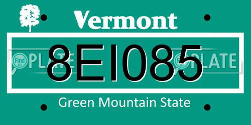 8EI085 Vermont License Plate