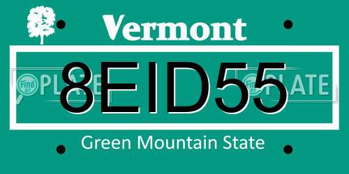 8EID55 Vermont License Plate