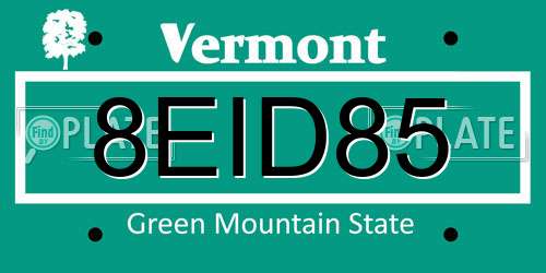 8EID85 Vermont License Plate