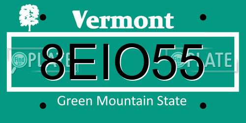 8EIO55 Vermont License Plate