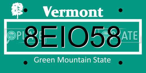 8EIO58 Vermont License Plate