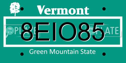 8EIO85 Vermont License Plate