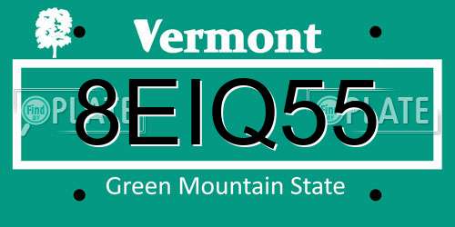 8EIQ55 Vermont License Plate