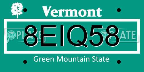 8EIQ58 Vermont License Plate