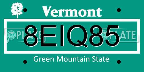8EIQ85 Vermont License Plate