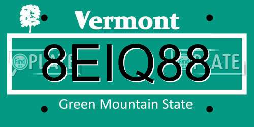 8EIQ88 Vermont License Plate