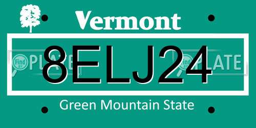 8ELJ24 Vermont License Plate