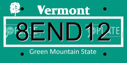 8END12 Vermont License Plate