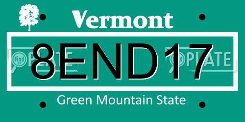 8END17 Vermont License Plate