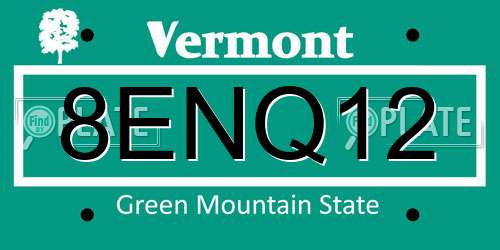 8ENQ12 Vermont License Plate