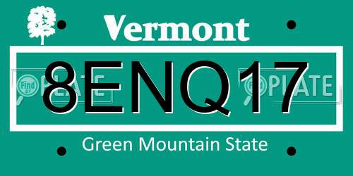 8ENQ17 Vermont License Plate