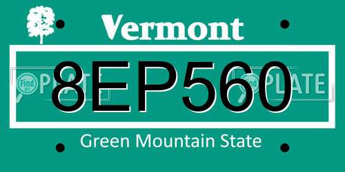 8EP560 Vermont License Plate