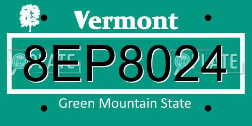 8EP8024 Vermont License Plate