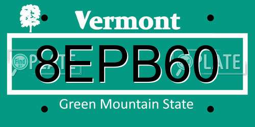 8EPB60 Vermont License Plate