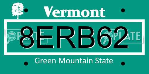8ERB62 Vermont License Plate