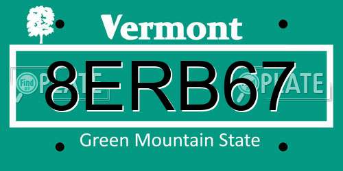 8ERB67 Vermont License Plate