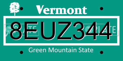 8EUZ344 Vermont License Plate