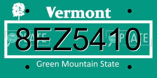 8EZ5410 Vermont License Plate