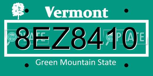 8EZ8410 Vermont License Plate