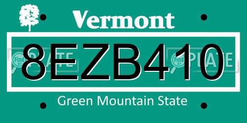 8EZB410 Vermont License Plate