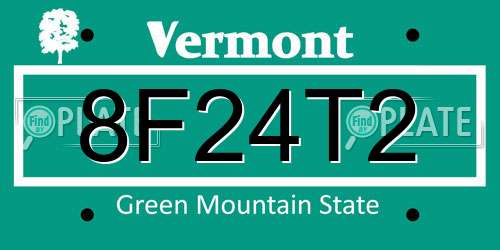 8F24T2 Vermont License Plate