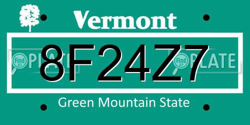 8F24Z7 Vermont License Plate