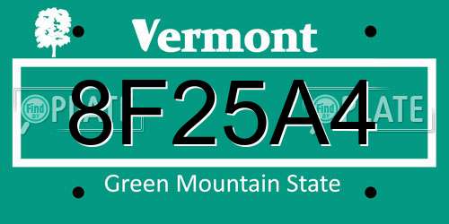 8F25A4 Vermont License Plate