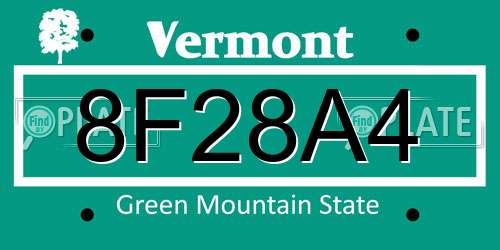 8F28A4 Vermont License Plate