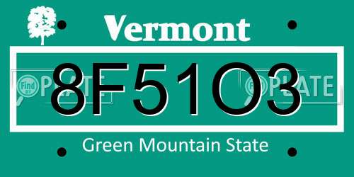 8F51O3 Vermont License Plate