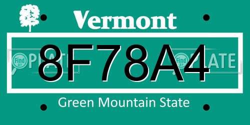 8F78A4 Vermont License Plate