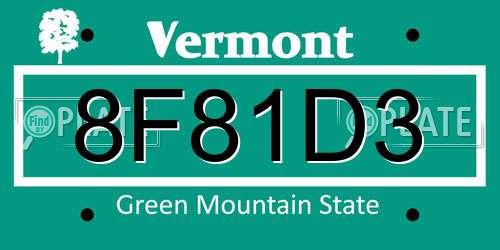 8F81D3 Vermont License Plate