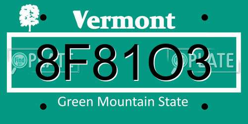 8F81O3 Vermont License Plate