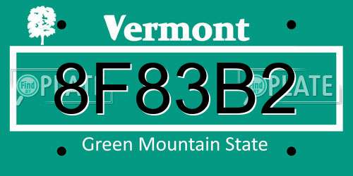 8F83B2 Vermont License Plate