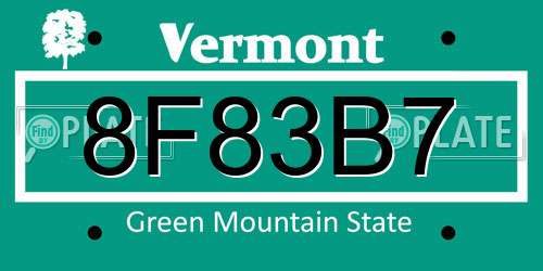 8F83B7 Vermont License Plate