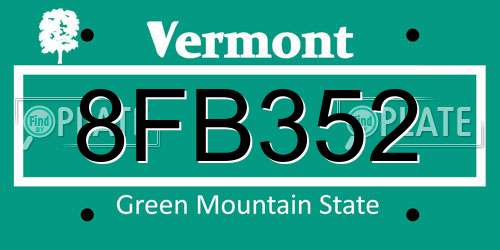 8FB352 Vermont License Plate