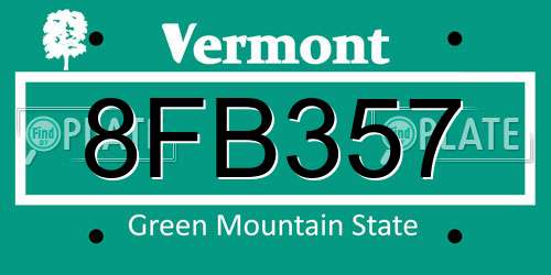 8FB357 Vermont License Plate