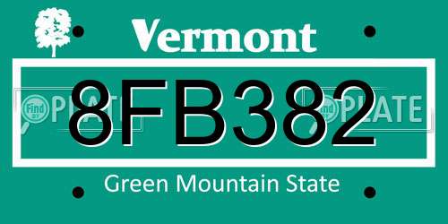 8FB382 Vermont License Plate