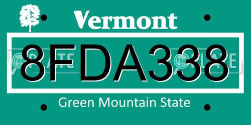 8FDA338 Vermont License Plate