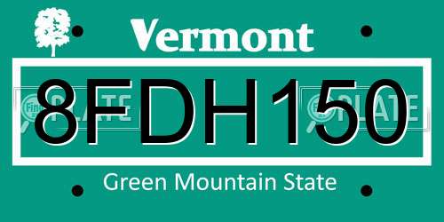 8FDH150 Vermont License Plate