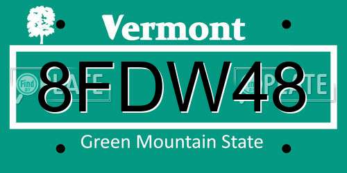 8FDW48 Vermont License Plate