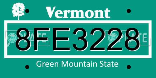 8FE3228 Vermont License Plate