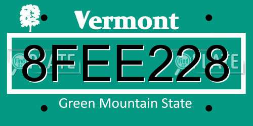 8FEE228 Vermont License Plate