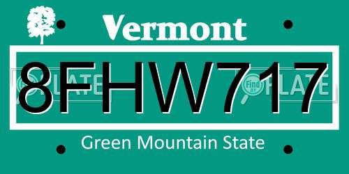 8FHW717 Vermont License Plate