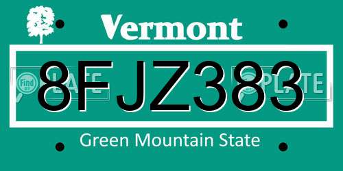 8FJZ383 Vermont License Plate